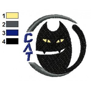 Black Cat Embroidery Design 02